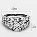 Marimor Jewelry His and Her 3 Piece Stainless Steel 2.50 Carat Cubic Zirconia Bridal Set and Men's Wedding Band