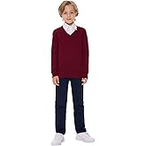 SMINLING Pinker Boys Sweater Pullover School Uniform V-Neck Soft Cotton Clothing