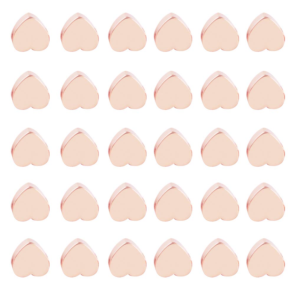 GOIYZTTR 20pcs Heart Beads Metal Heart Shaped Beads Gold Plated Beads Metal Beads for DIY Jewelry Making and Other Craft Work 4.5x5x2.5mm/Rose Gold