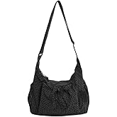 Korean Style Plaid Casual Shoulder Bag, Lightweight Checkered Crossbody Bag, Cotton Quilted Fabric with Adjustable Strap