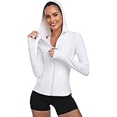 Zyrulix Women's Hooded Athletic Full Zip Workout Jacket With Pockets Running Slim Fit Yoga Sportwear With Thumb Holes