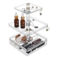 Emibele Jewelry Organizer, 3 Tier Jewelry Accessories Display Tower for Ring Necklace Bracelet Earring Holder Clear Acrylic Jewelry Tray - Clear