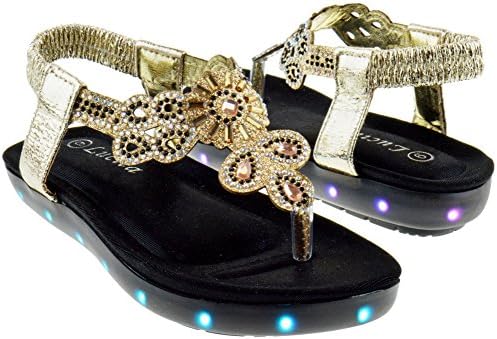 Lucita Crab Crab-1809Km Little Girls Gladiator Rhinestone Comfort Flat Sandals