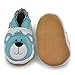 Petit Marin Beautiful Soft Leather Baby Shoes with Suede Soles – Toddler / Infant Shoes - Crib Shoes – Baby First Walking Shoes - Pre-walker Shoes - Blue Bear - 12-18 Months (20 Designs)