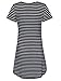 PERSUN Women's Summer Basic Stripes Short Sleeve Shift Mini Dress Top,Black02,Medium