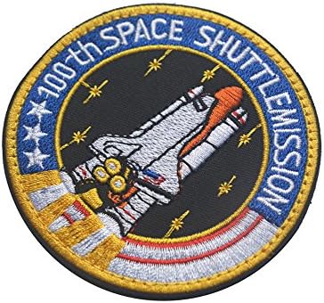 CYW Embroidery Velcro Morale Patches 100th Space Shuttle Mission Patch NASA Biker Rocker 3 Pcs