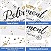 Happy Retirement Party Decorations,Extra Large Fabric Black Gold Sign Poster for Retirement Party Supplies, Photo Booth Backdrop Background Banner (White)