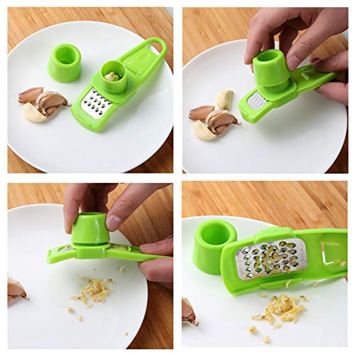 Multipurpose Grater for Ginger or Garlic - Stainless Steel Mincer and Crusher with Silicone Roller Peeler Tube Set - Professional Grade, Easy Squeeze,Dishwasher safe, Rust-proof,Easy Clean - Thumbnail 2