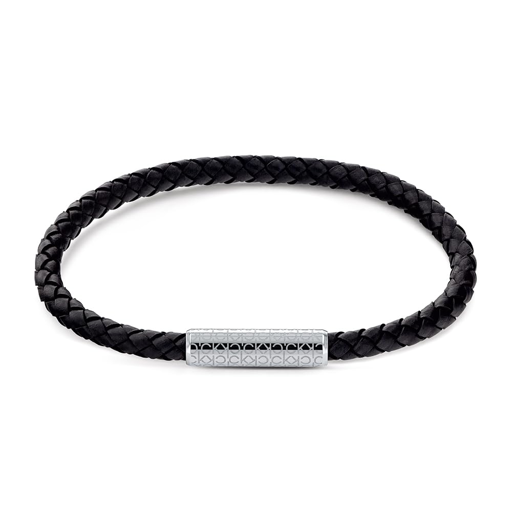 Calvin Klein Men's WRAPPED & BRAIDED Collection Braided Leather Bracelet Black - 35000101