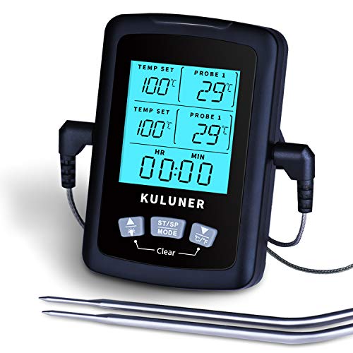 KULUNER TP03 Dual Probes Digital Cooking Meat Thermometer, Large LCD
