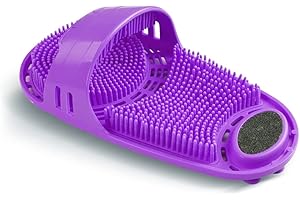 Kibhous Silicone Shower Foot Scrubber Personal Foot Massage and Cleaning with Soft Silicone Bristles and Non-Slip Suction Cups, Foot Scrubbers for Use in Shower Men and Women (1PCS Purple)