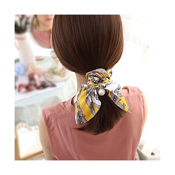 Pañuelo para el Cabello,COTEY 8 Piezas Banda Pelo de Flor de Gasa Universal Portátil Multipatrón Saten Scrunchies de… | DeHippies.com