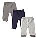 Luvable Friends 3-Pack Tapered Ankle Pants, Grey, 6-9 Months