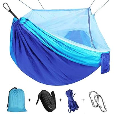 Single & Double Camping Hammock with Mosquito/Bug Net, Outdoor Portable Parachute Nylon Hammock with Tree Straps… 51HvtBHlbGL