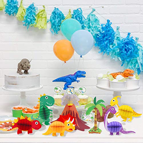 3 Dinosaur+Volcano+Centerpieces+Honeycomb+Decorations