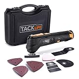 Oscillating Tool, Tacklife PMT03B 20V Max Cordless Multifunctional Tool, 2.0Ah Lithium-Ion Battery, 1 Hour Fast Charge, 6 Variable Speed for Grout Removing, Scraping, Cutting and Polishing