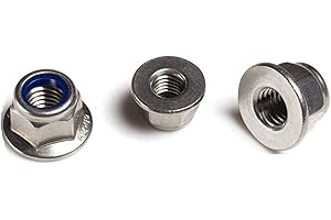 FullerKreg (Pack of 10) M8 x 1.25 DIN 6926 Hex Flange Nylon Insert Lock Nuts, 18-8 Stainless Steel 304, Bright Finish