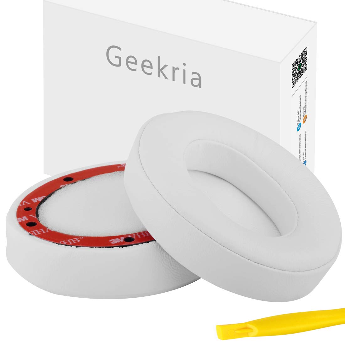 Geekria Elite Sheepskin Replacement Ear Pads for Beats Studio 2 Headphones Earpads/Ear Cushion/Ear Cups, Headset Ear Cover Repair Parts (White)