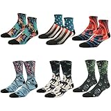 J'colour Men's Boy's Fashion Novelty Art Fun Pattern Digital Print Casual Socks