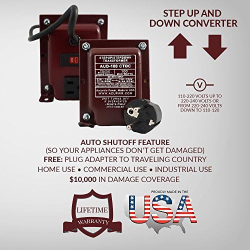 AUD-100 ACUPWR (TM) 100 Watt High End Step Up and Step Down Transformer 110/120/220/240V - [Lifetime Warranty Made with the Finest Materials in the USA]