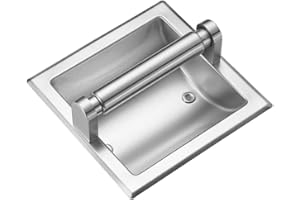 Recessed Toilet Paper Holder Brushed Nickel in Wall Toilet Roll Holder for Mega Roll Metal Bathroom Tp Hanger Storage in Cabi