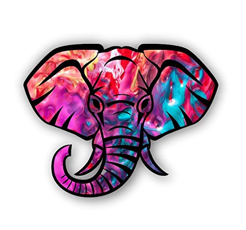 Vinyl Junkie Graphics Elephant Head Tie Dye Patterns Sticker (kalidescope)