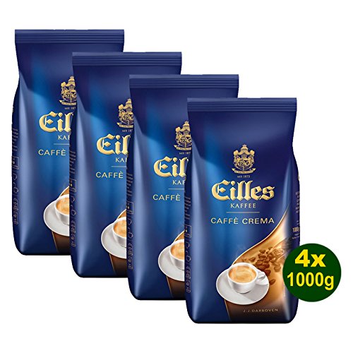 EILLES Kaffee CAFFÈ CREME Ganze Bohne 4x 1000g (4000g) - Spitzenqualität mit feinster CREMA