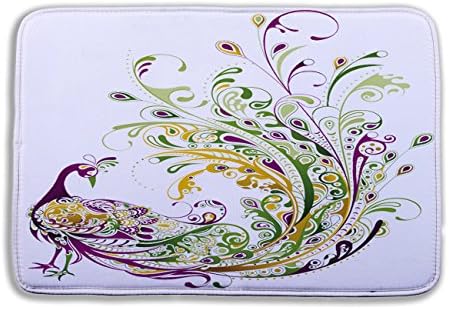 Multi Patterns 3D Printed Anti-slip Bath Rugs Anti-bacterial Soft Bathroom Mat Bathroom Carpet for Kids Safety with Memory Foam Fabric 15.7 x 23.6inches (#12)