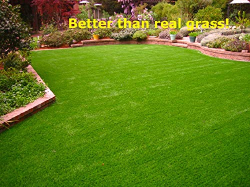 Synturfmats Premium Indoor/Outdoor Green Artificial Grass Rug - 7'x10' Decorative Synthetic Turf Runner Rugs Carpet with Drainage Holes - Thumbnail 4