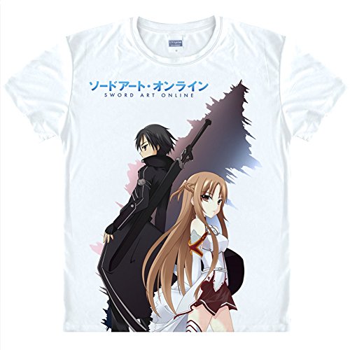 Sword Art Online Kirito Asuna Costume Anime SAO T-Shirts Breathable