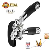 Can Opener Manual Can Opener Smooth Edge 1Anberi Can Openers for Seniors with Arthritis Stainless Steel Sharp Blade Bottle Opener, Easy Turn, Ergonomic Designed Handle, Cool Kitchen Gadgets