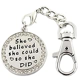 Angelus Inspirational Keychain She Believed She Could So She Did Mental Keyring with Charms for Girl Women