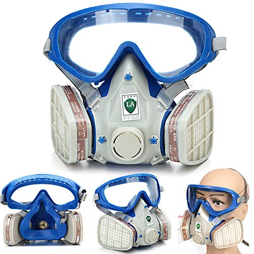 M.A.K Respirator Gas Mask with Eye Protection, Dust Mask with Filter Cartridges for Chemical Painting Spraying Protection - Thumbnail 7