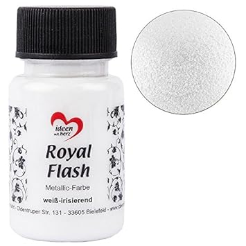Royal Flash, Acryl-Farbe, metallic, mit feinsten Glitzerpartikeln, 50 ml (weiß-irisierend)
