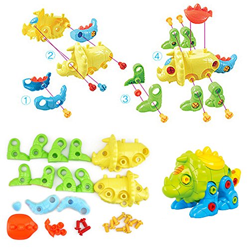 CAILLU Dinosaur stem Toys,Take Apart Intellectual Dinosaurs Green Toy Stem Learning DIY,Construction Engineering Building Play Set for Boys,Girls,Toddlers,Best Gift Kids Ages 3-10 (Triceratops Toy) - Thumbnail 4