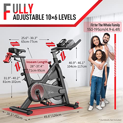 JOROTO Exercise Bike/Spin Bike, Silent Stationary Bike Indoor Cycling Bike for home Gym Cardio with Readable Magnetic Resistance with Tablet Holder, 350lbs Weight Capacity 44Days Kinomap Member