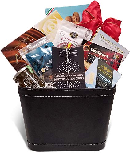 Christmas, Holiday Gourmet Sweet & Salty Reusable Gift Basket - Crackers & Dip, Cheese, Nuts, Cookies, Chocolate Pralines, Olives, Butterscotch - Birthday, Get Well, Anniversary, Corporate, Holiday - by Pellatt Cornucopia