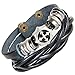 COOLLA Fashion Jewelry Bangle Bracelet Made of Black Leather and Beads, Cross Charm Bracelet Couple Bracelet with Metal Woven Snapper SL2615