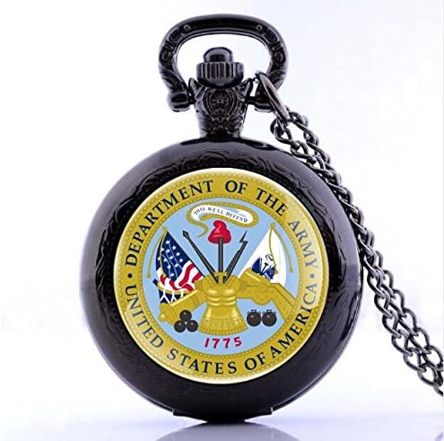 US Army Theme Antique Pocket Watch Quartz Vintage Men Steampunk Necklace Chain Personalized Pendant DIY Gift For Women (2)
