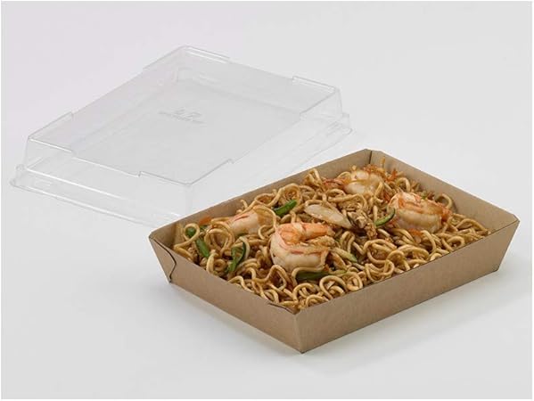 Bandeja de cartón para sushi con tapa incluida 180x130x30 m - Caja: Amazon.es: Hogar