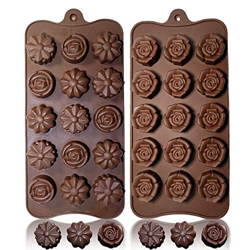 2 Pieces Silicone Moulds - Rose Flower Shapes for Cake, Chocolate & Wax Melts - 3D Moulds for Cupcake Toppers & Dessert Decoration