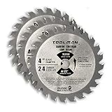 Lion Tools S010101 Toolman Premium Multifunctional Carbide-Tipped Circular Saw Blade Universal Fit 4" 24T 3pcs Table For Wood and Plastic cutting works with DeWalt Makita Ryobi