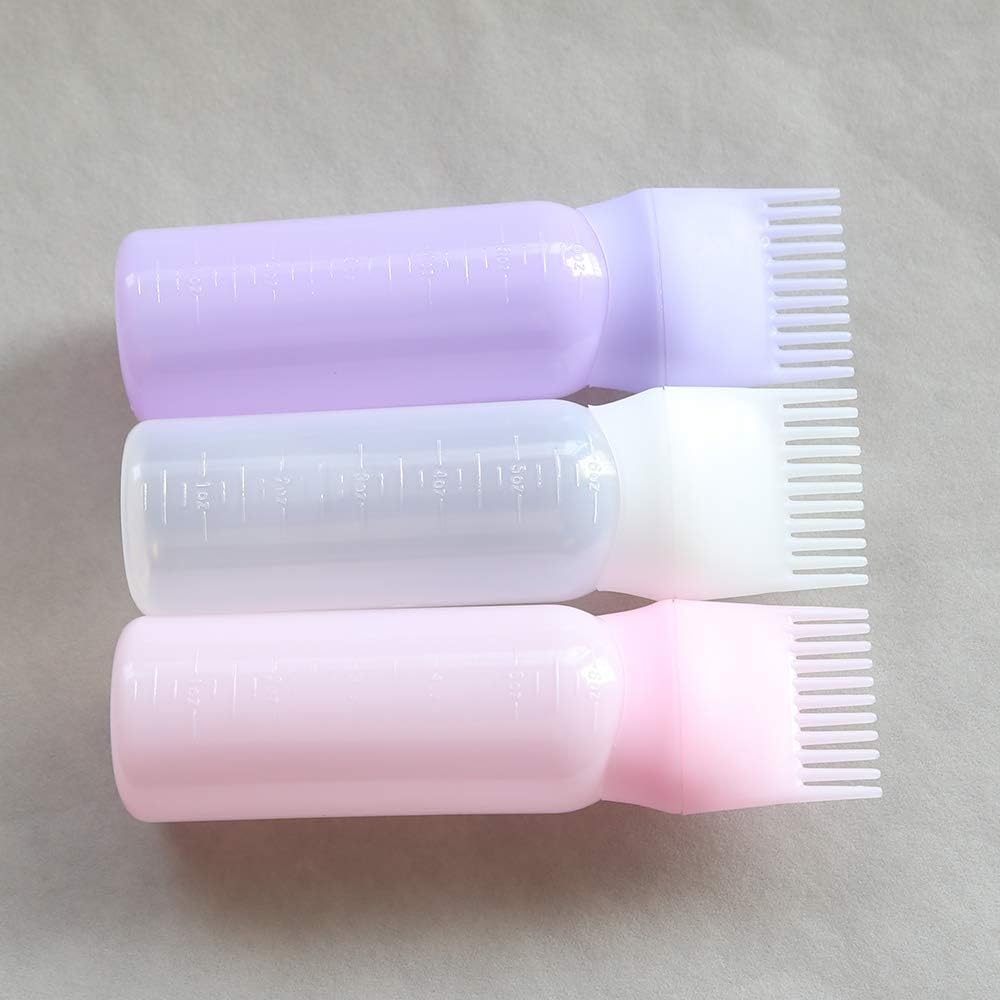 Towarm Blue White Purple 3pieces Comb Applicator Bottle 6 Ounce Bottle Comb with Graduated Scale for Hair Dye Coloring Scalp Treatment Essential (3pcs) - Image 5