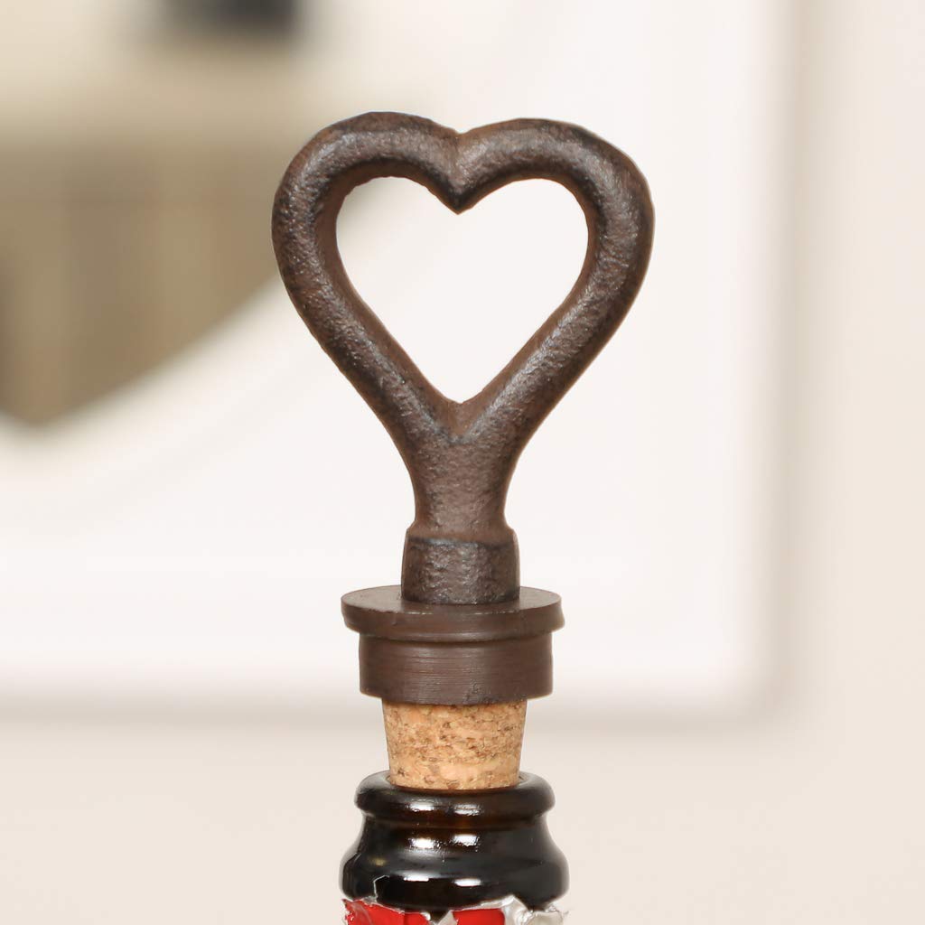 Cast Iron Bottle Stopper Cork with Heart Design Top Spring Summer Wedding Anniversary Bottle Topper Gift Idea (Y126)