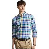 POLO RALPH LAUREN Mens Oxford Classic Long Sleeve Button Down Large Blue Green Multi