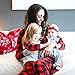 IFFEI Matching Family Pajamas Sets Christmas PJ's with Letter and Plaid Printed Long Sleeve Tee and Bottom Loungewear Women-Medium Grey