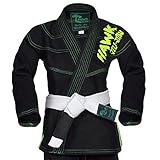 Hawk Kids Brazilian Jiu Jitsu Suit Youth Children BJJ Gi Kimonos Boys & Girls BJJ Uniform Lightweight Preshrunk Pearl Weave Fabric, with Free White Belt, 1 Year Warranty!!! (K2, Black)