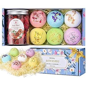 PUURVSAS-6Pcs-Bath-Bomb-Gift-Set-Dried-Rose-Petals-Fizzies-Body-Moisturize-Perfect-for-Bubble-Spa-Bath-Pure-Natural-Scents-Handmade-Day-Gift-for-Kids-Mom-Girlfriend-Friends-Family-Members PUURVSAS 6Pcs Bath Bomb Gift Set & Dried Rose Petals, Fizzies Body Moisturize, Perfect for Bubble & Spa Bath, Pure…