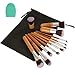 Angeltyr Makeup Brushes Set - Premium Synthetic Kabuki Cosmetics Foundation Blending Blush Eye Shadow Powder Brush Makeup Brush Kit and Brush Egg (11+1pcs,Brown&Silver)