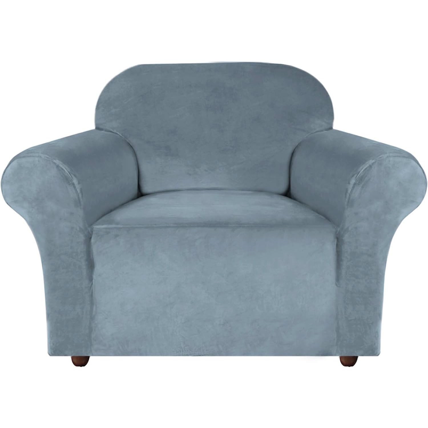 Photo 1 of Turquoize Stretch Velvet Chair Cover Sofa Chair Covers for Living Room Armchair Cover Chair Slip Covers with Arms Chair Slipcovers with Elastic Bottom Crafted from Velvet Fabric (Chair, Stone Blue)